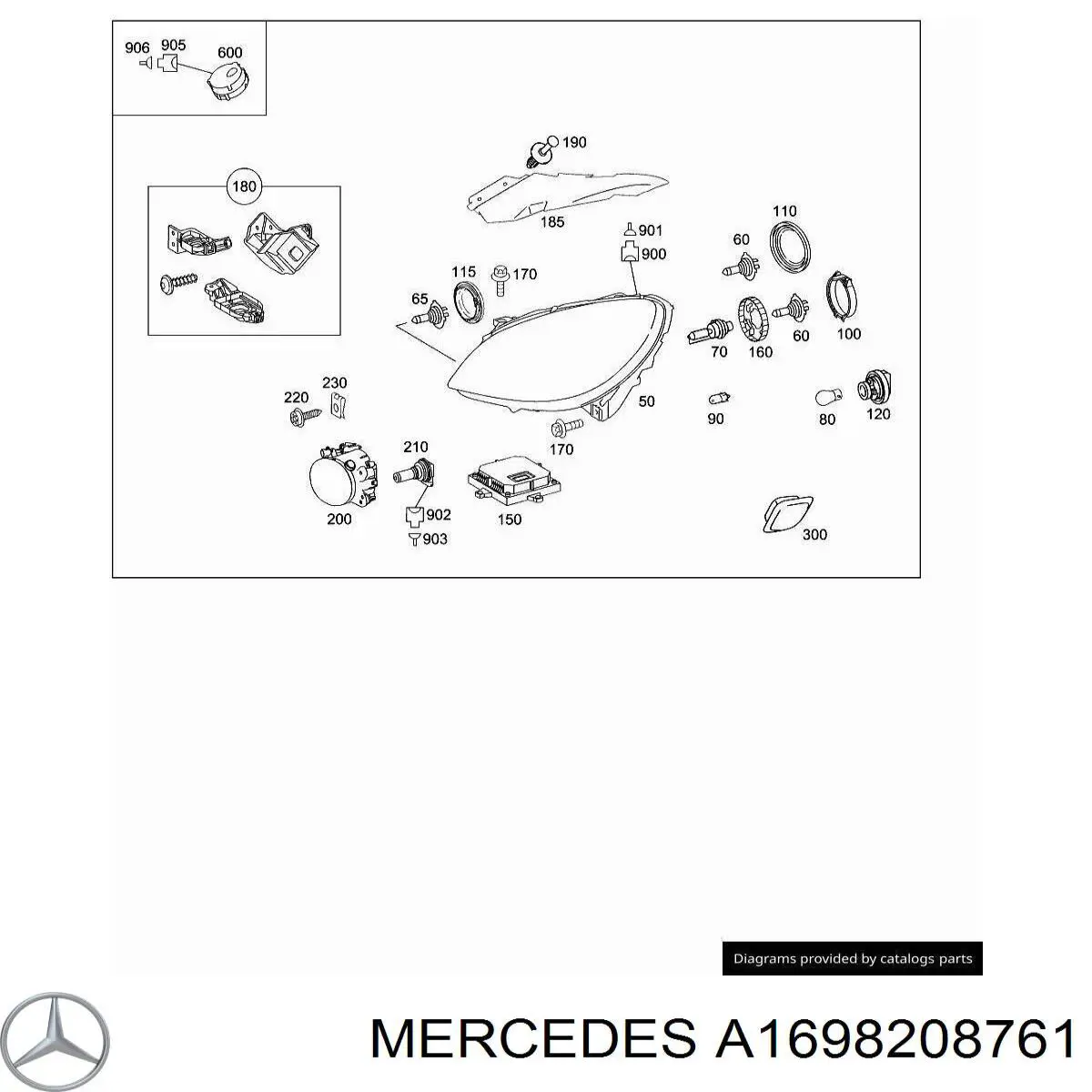 A1698208761 Mercedes Фара дальнього світла в зборі