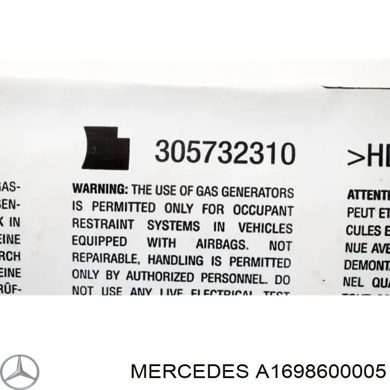 Подушка безпеки, пасажирська, AIRBAG A1698600005 Mercedes