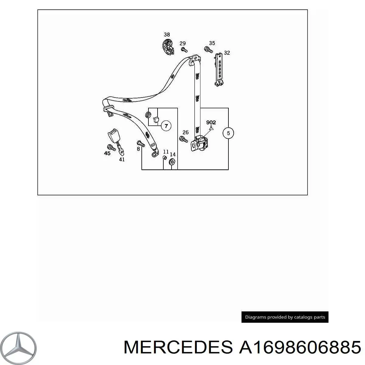 Купити A1698603485 Mercedes Пасок безпеки передній правий
