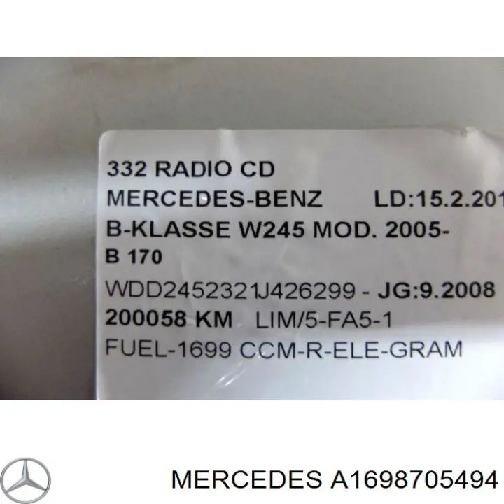 A1698705494 Mercedes Магнітола (радіо AM/FM)