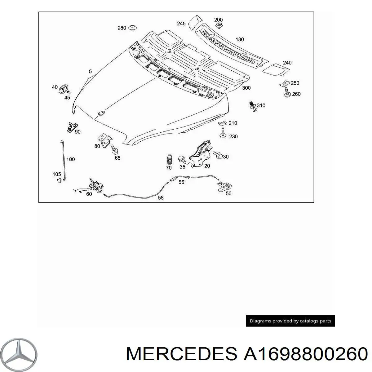 Замок капота Mercedes A1698800560 ціна, від 89.99 USD