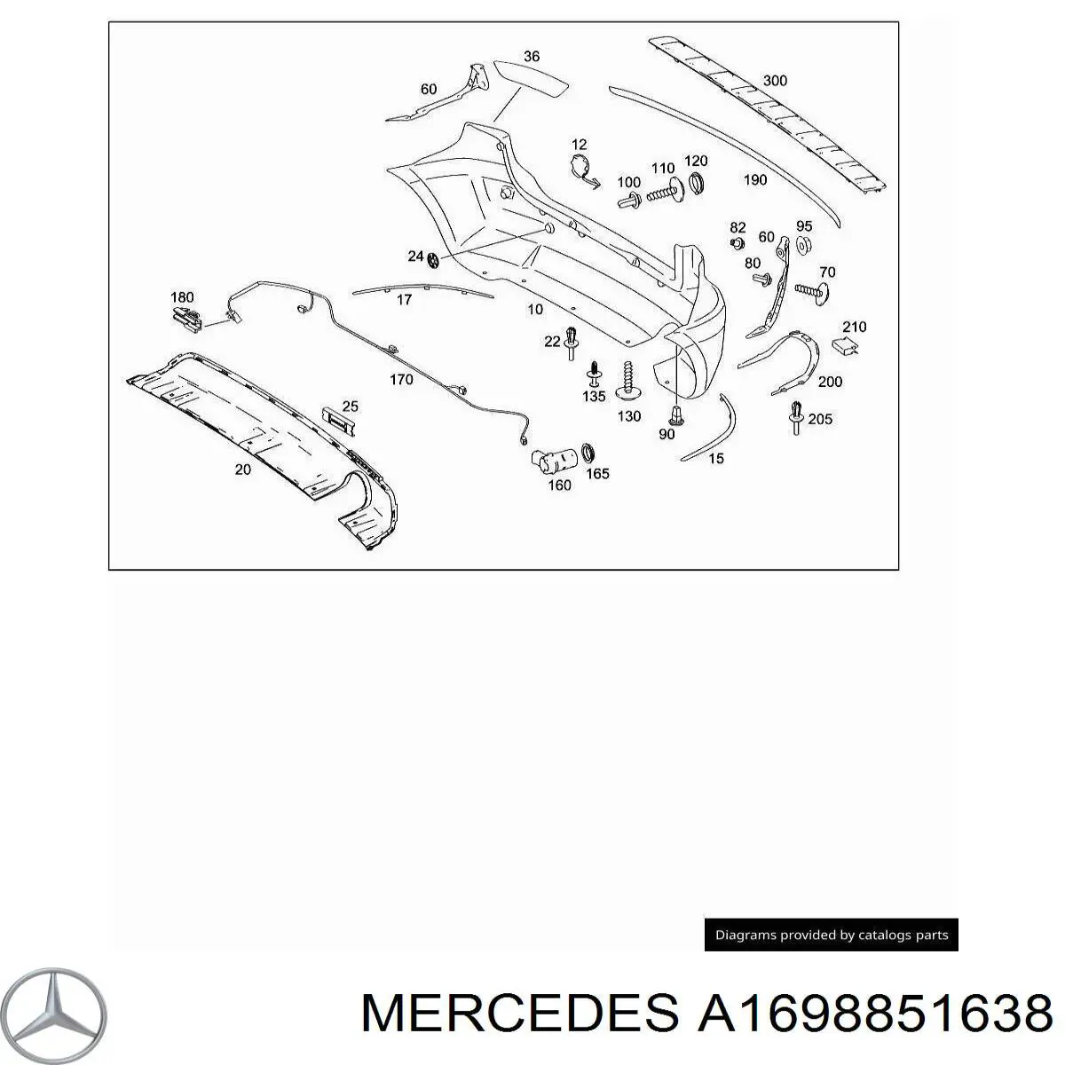 Кожух бампера заднього Mercedes A1698851638 ціна, від 63.83 USD