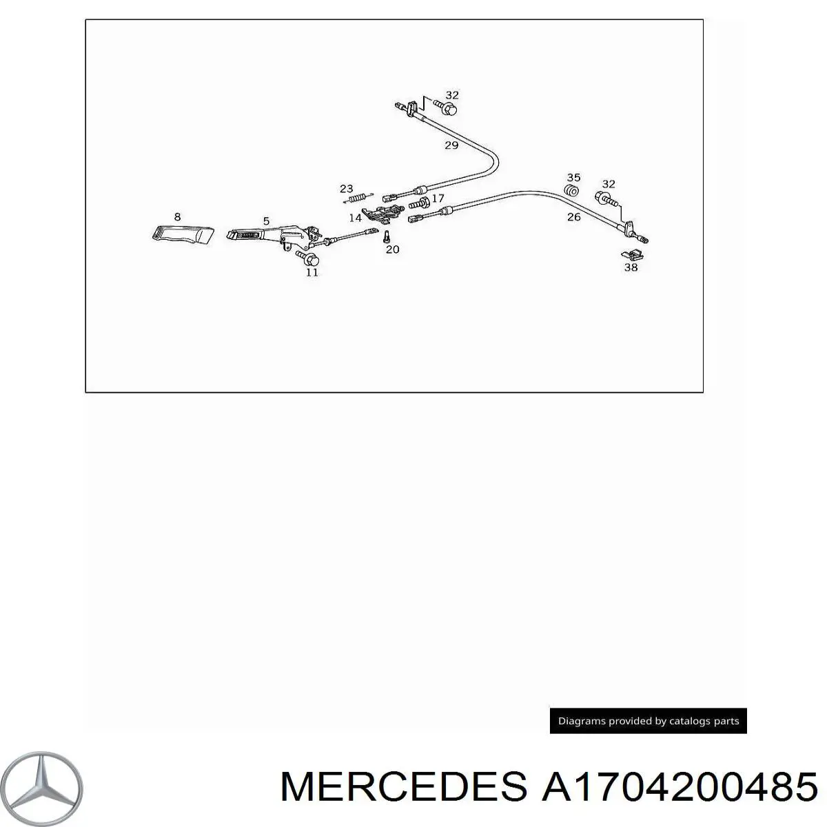 Трос ручного гальма задній, правий Mercedes A1704200485 ціна, від 15.17 USD