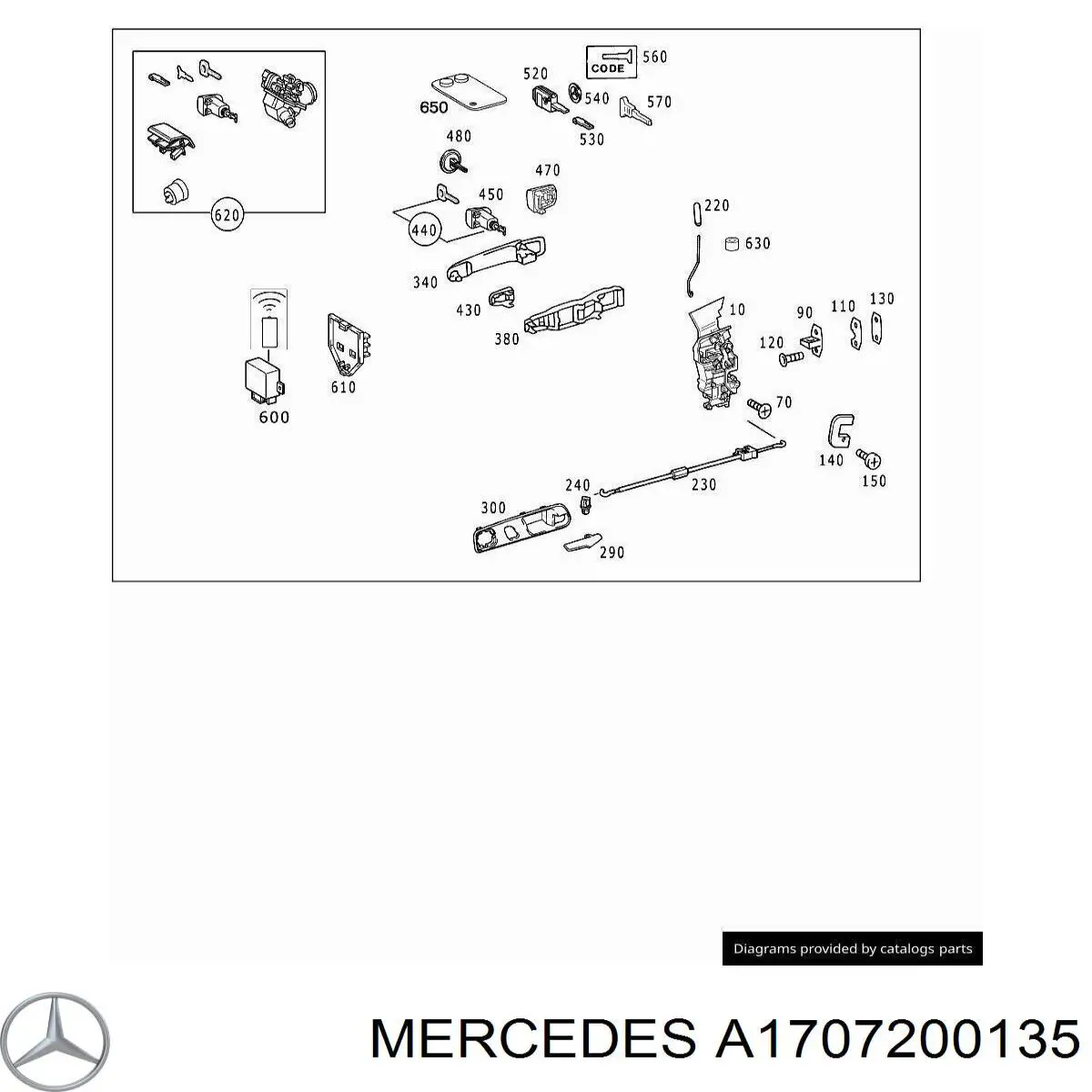 Купити A1707200135 Mercedes Замок передньої лівої двері