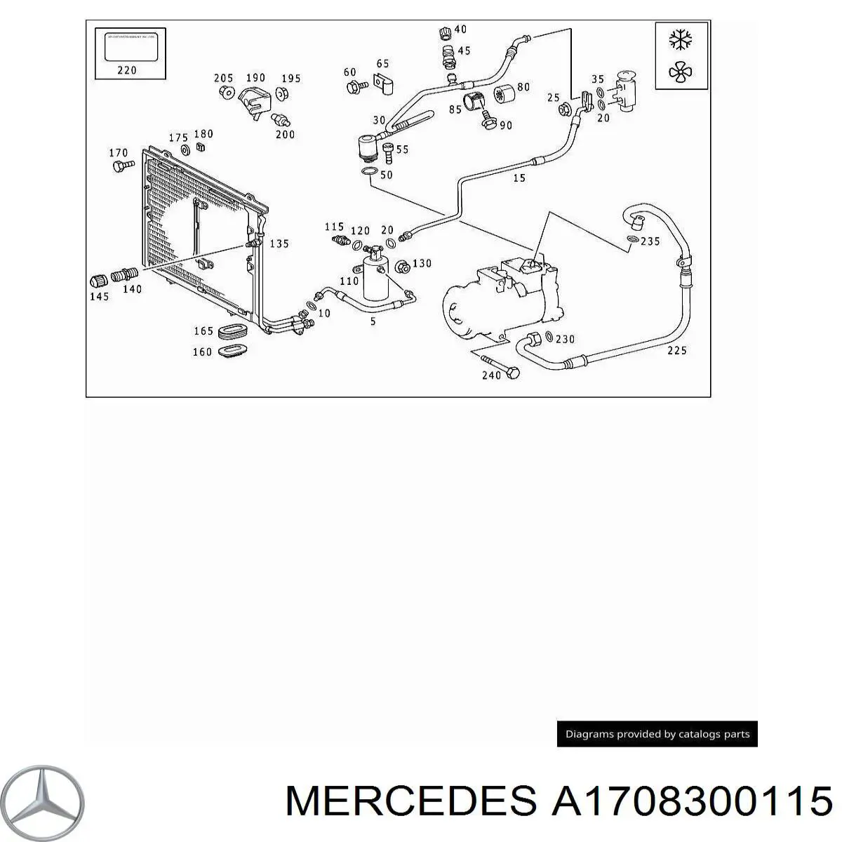 Шланг кондиціонера, від радіатора до осушувачу Mercedes A1708300115 ціна, від 28.27 USD