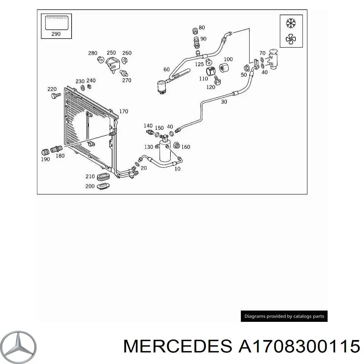 A1708300115 Mercedes Шланг кондиціонера, від радіатора до осушувачу