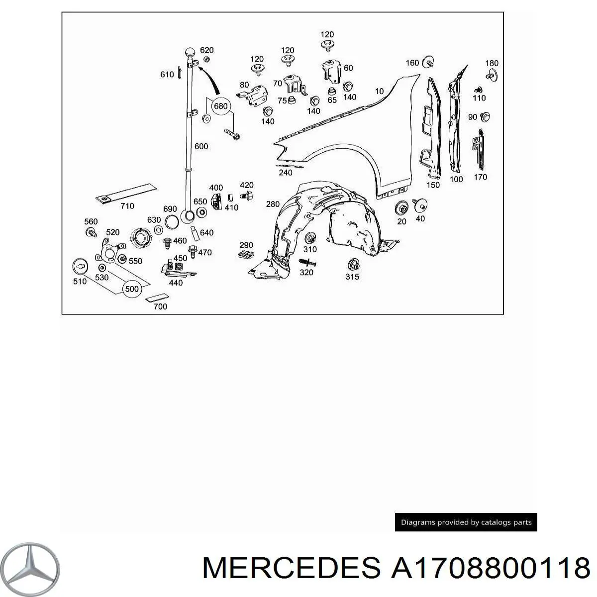 A1708800118 Mercedes Переднє ліве крило