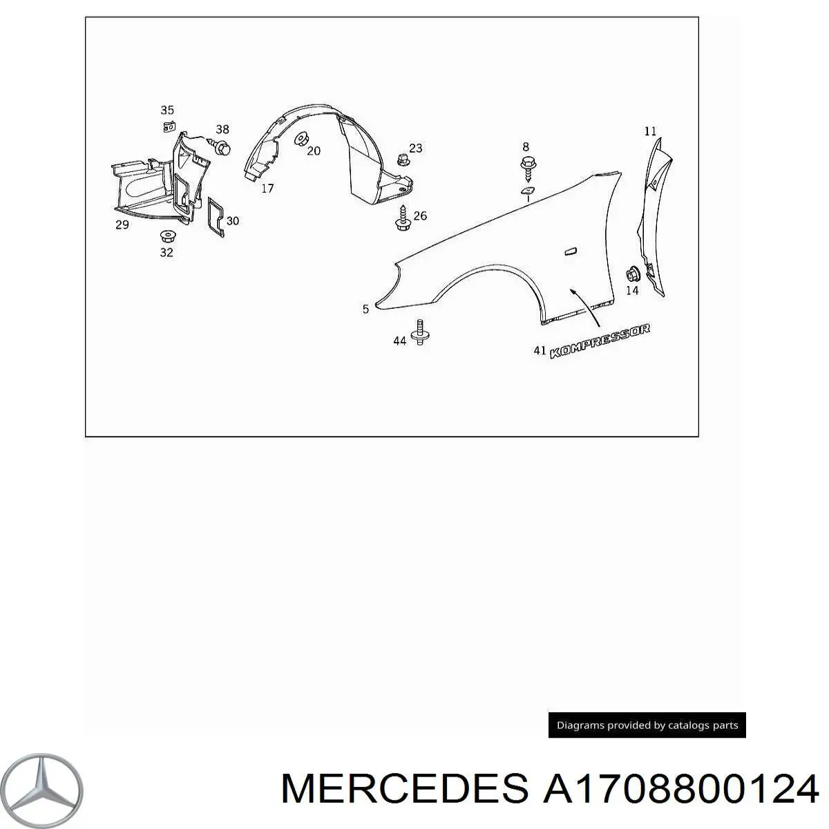 A1708800124 Mercedes Підкрилок переднього крила, лівий