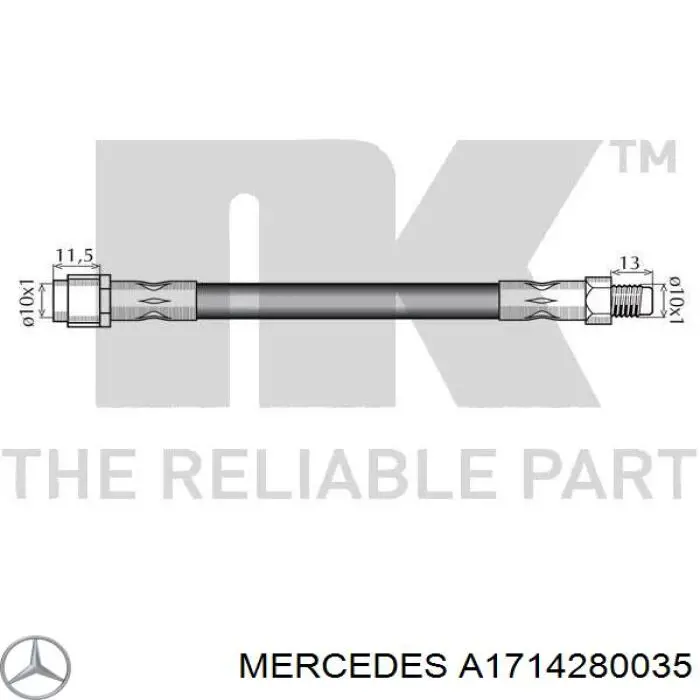 Купити A1714280035 Mercedes Шланг гальмівний задній