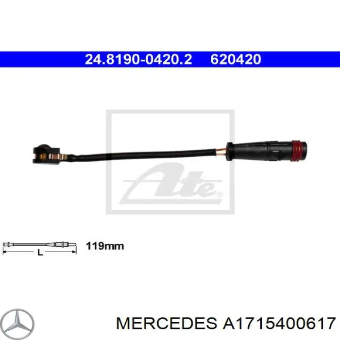 A1715400617 Mercedes датчик зносу гальмівних колодок, передній