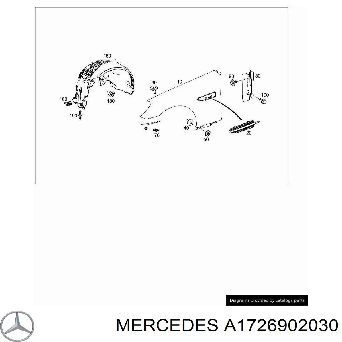 Подкрильнікі переднього крила, правий Mercedes A1726902030 ціна, від 88.00 USD