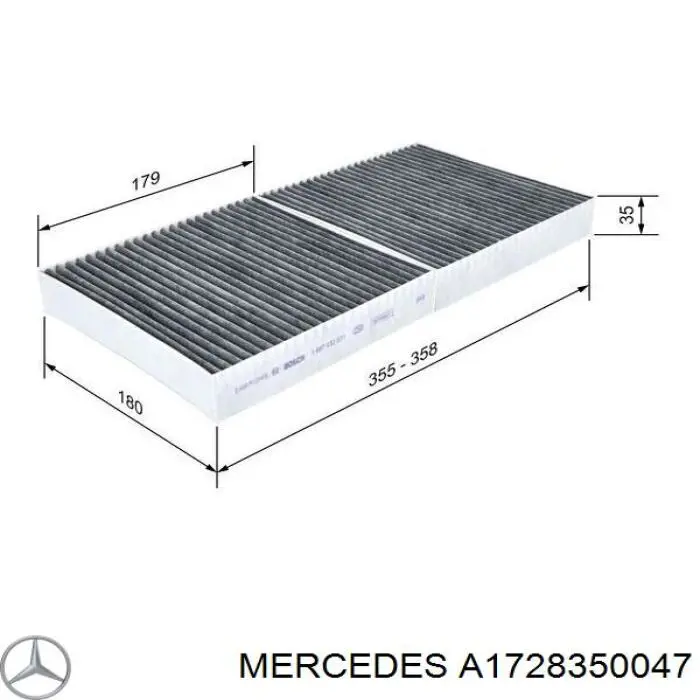 Фільтр повітряний обігрівача Mercedes A1728350047 ціна, від 17.07 USD