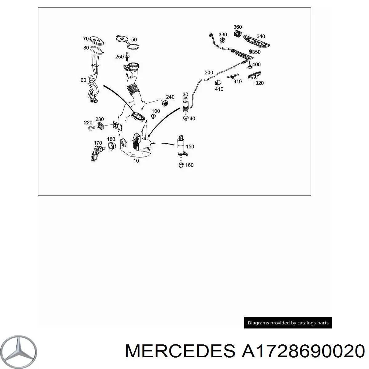 Бачок омивача лобового скла Mercedes A1728690020 ціна, від 132.92 USD