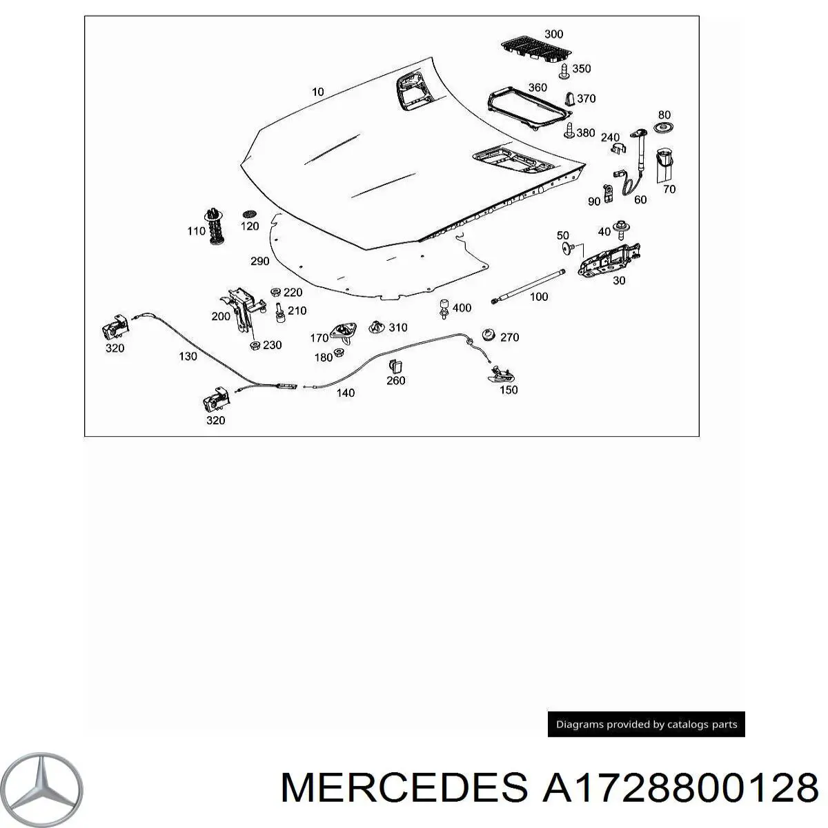 A1728800128 Mercedes Завіс капота, лівий