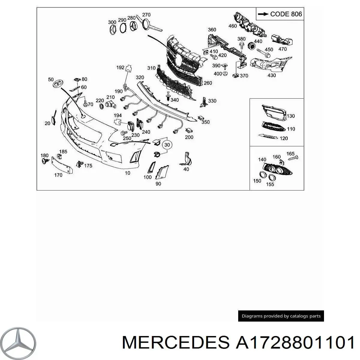 A1728801101 Mercedes Панель кріплення номерного знака, переднього