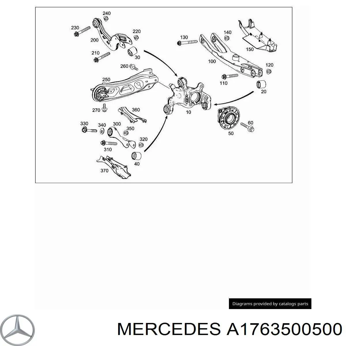 Кулак поворотний лівий Mercedes A1763500500 ціна, від 276.82 USD