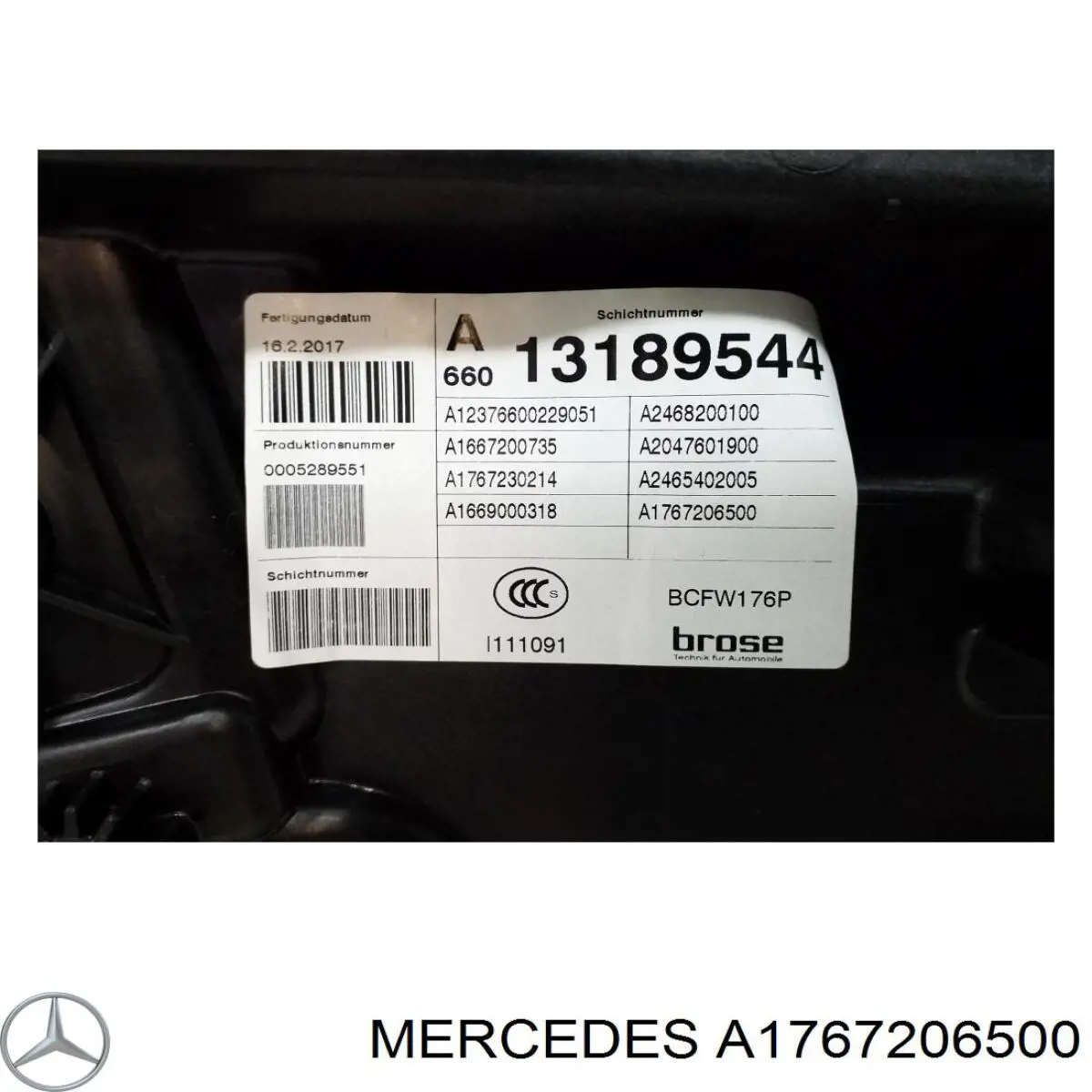 Купити A1767206500 Mercedes Механізм стеклопідйомника водійських дверей