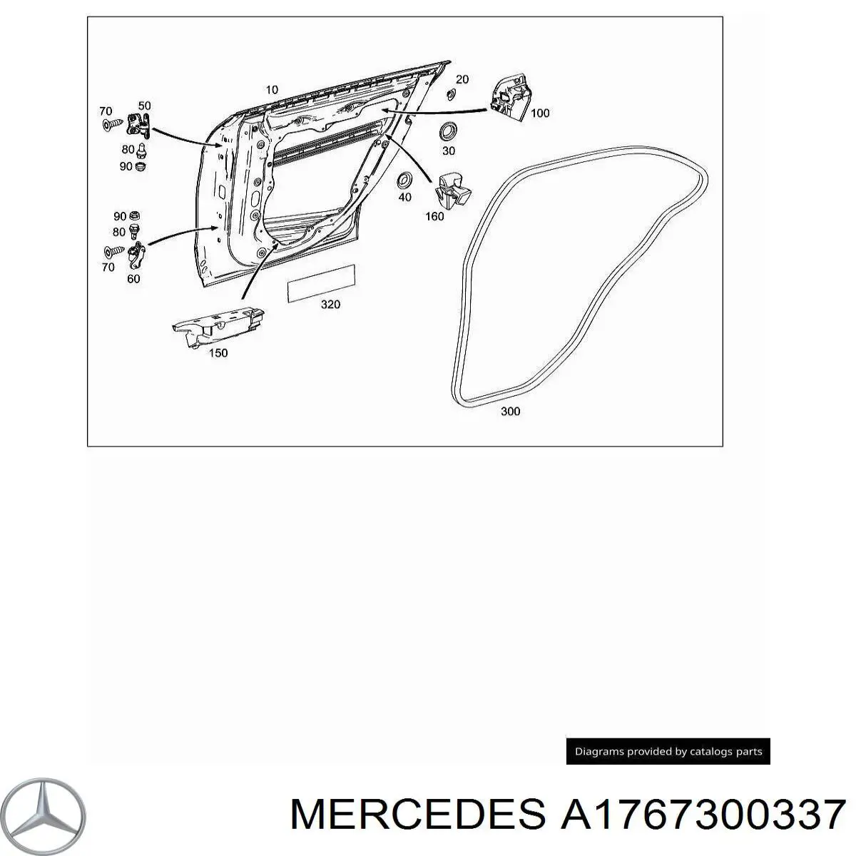 Дверний шарнір задній лівий Mercedes A1767300337 ціна, від 21.59 USD