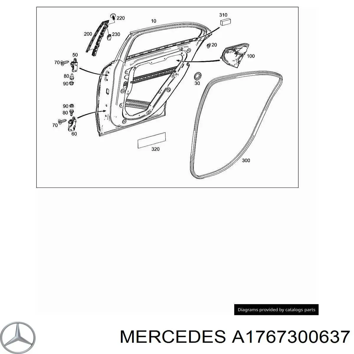 Петля заднтої двері, правої A1767300637 Mercedes