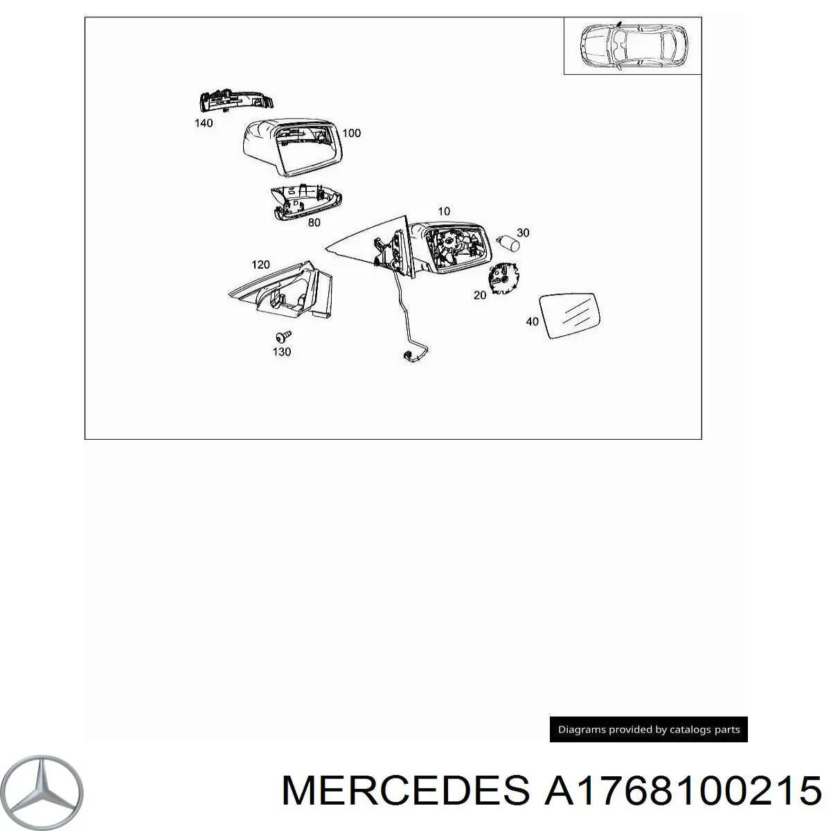A1768100215 Mercedes Накладка дзеркала заднього виду, права