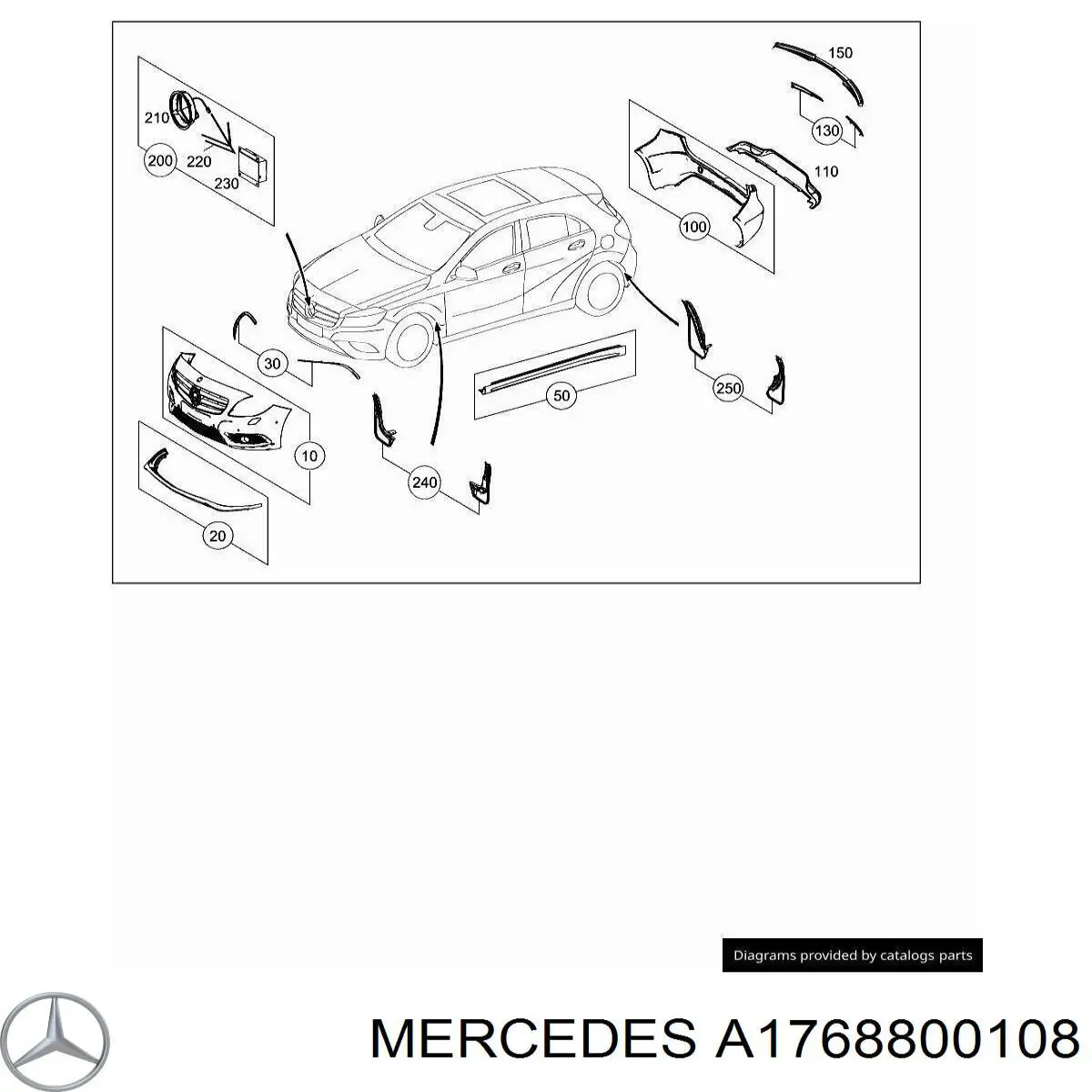 Бризковики передні, комплект Mercedes A1768800108 ціна, від 177.66 USD