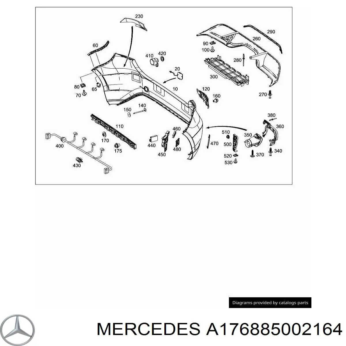 Кронштейн бампера заднього, зовнішній лівий Mercedes A176885002164 ціна, від 7.62 USD