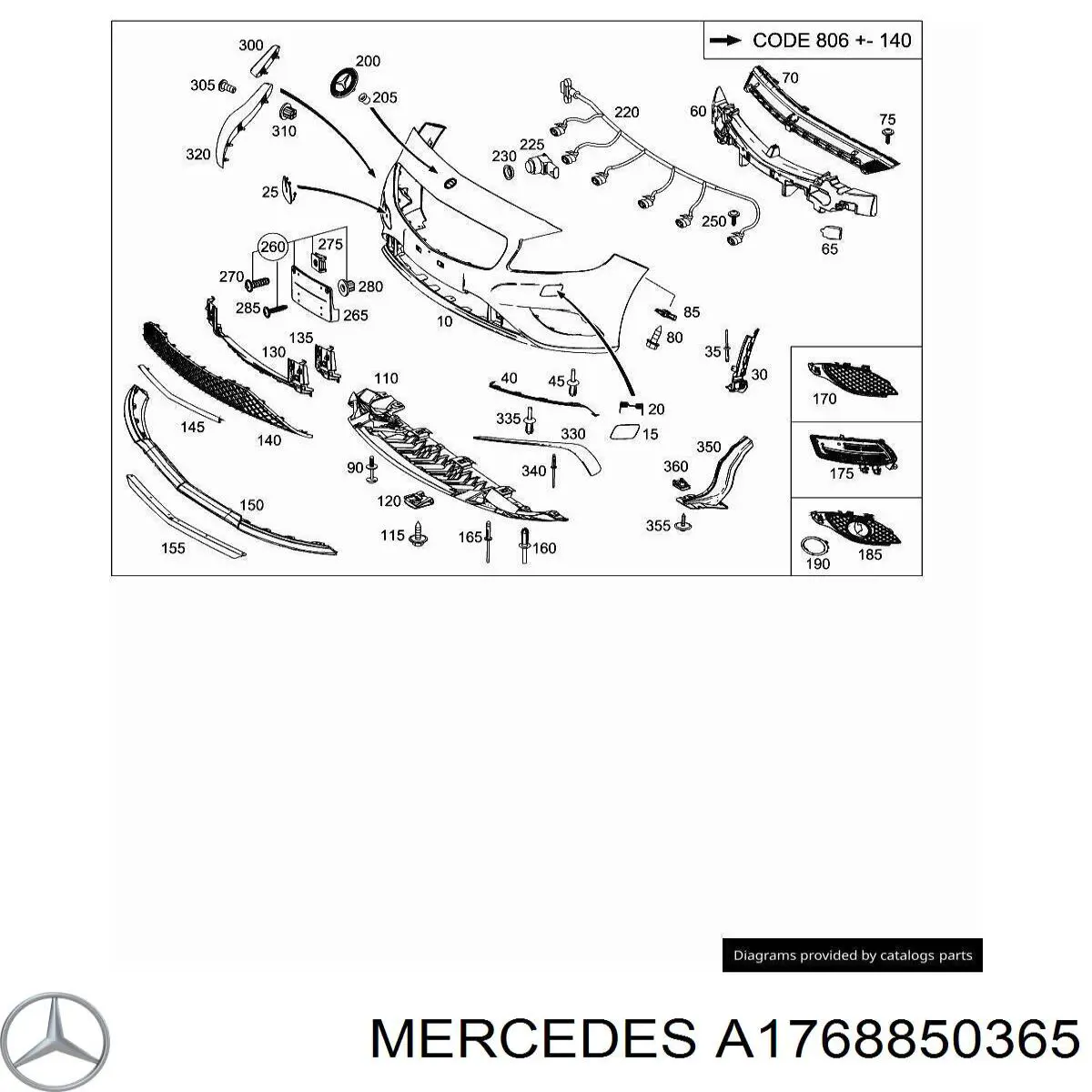A1768850365 Mercedes Кріплення бампера переднього