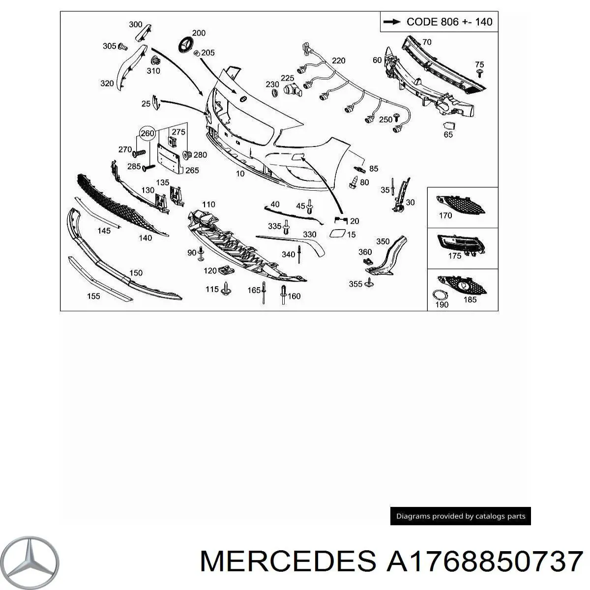 A1768850737 Mercedes Наповнювач бампера переднього