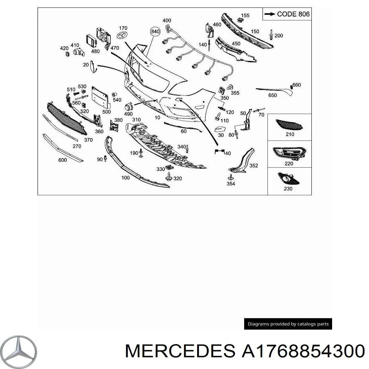 Шина бампера переднього Mercedes A1768854300 ціна, від 57.93 USD