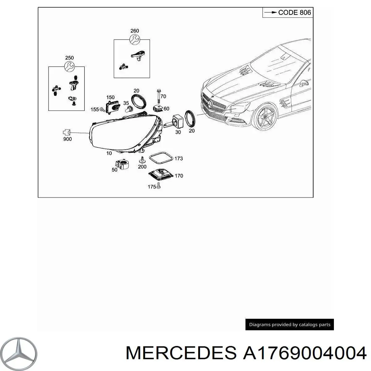  Mercedes A1769004004 ціна, від 119.91 USD