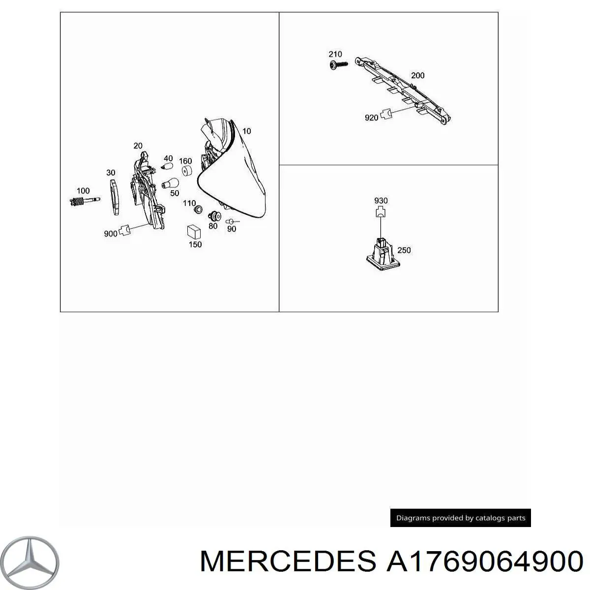 Ліхтар задній правий, зовнішній Mercedes A1769064900 ціна, від 222.98 USD