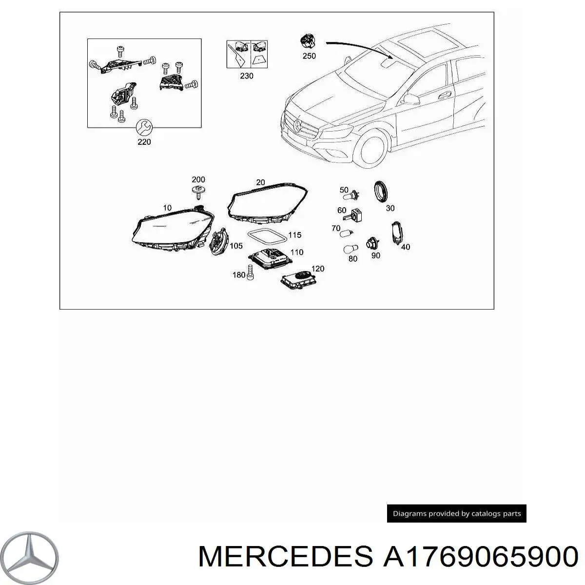 Фари Mercedes A1769065900 ціна, від 1181.16 USD