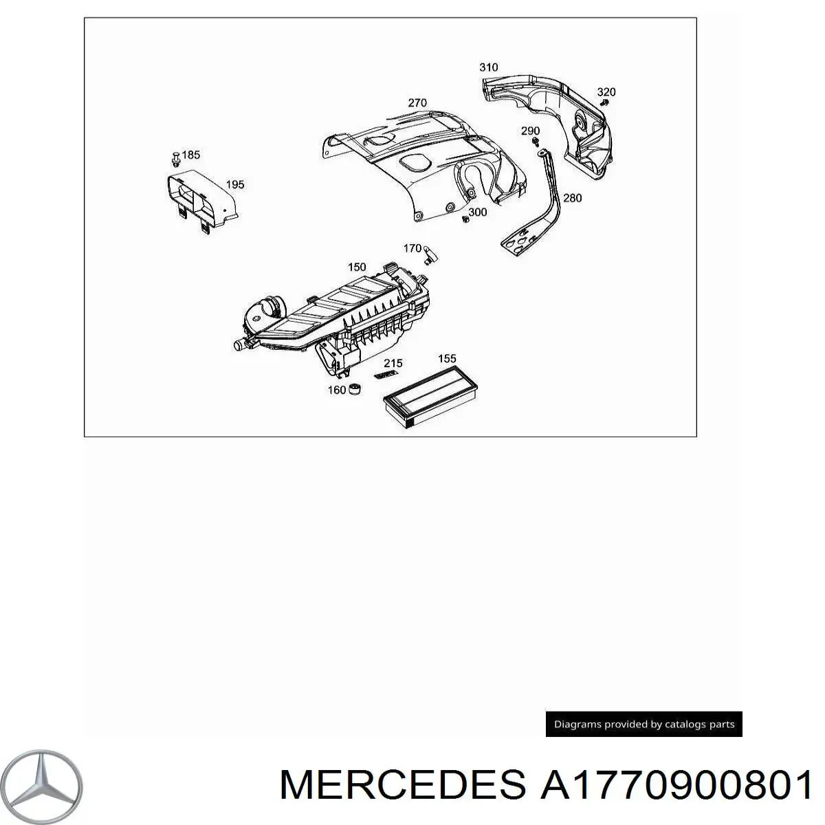 Корпус повітряного фільтра, лівий Mercedes A1770900801 ціна, від 379.98 USD