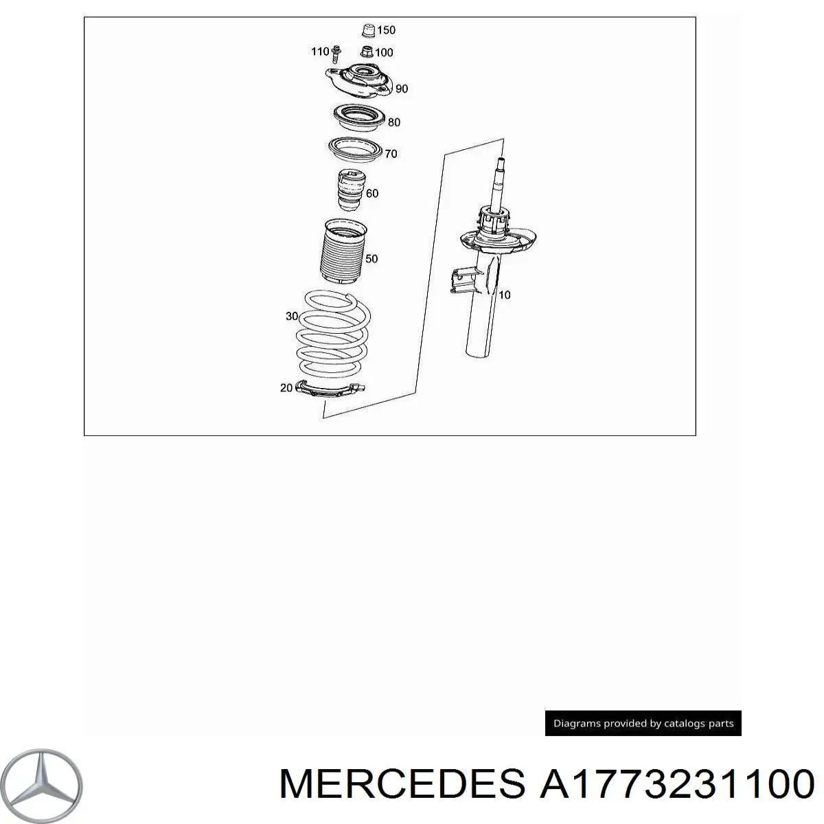 Амортизатор передньої підвіски, лівий Mercedes A1773231100 ціна, від 137.43 USD