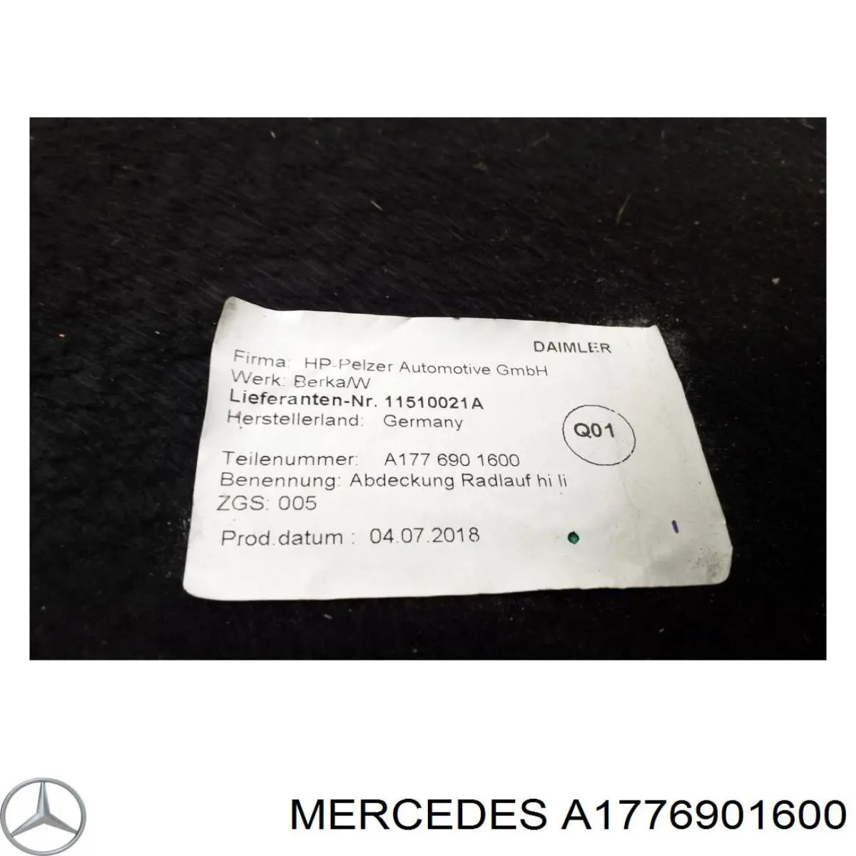 Підкрилок заднього крила, лівий Mercedes A1776901600 ціна, від 42.73 USD