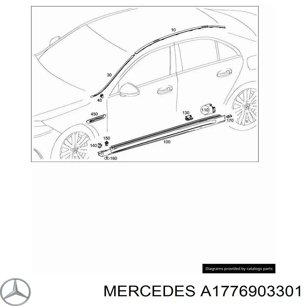 A1776903301 Mercedes Лівий молдинг вітрового скла