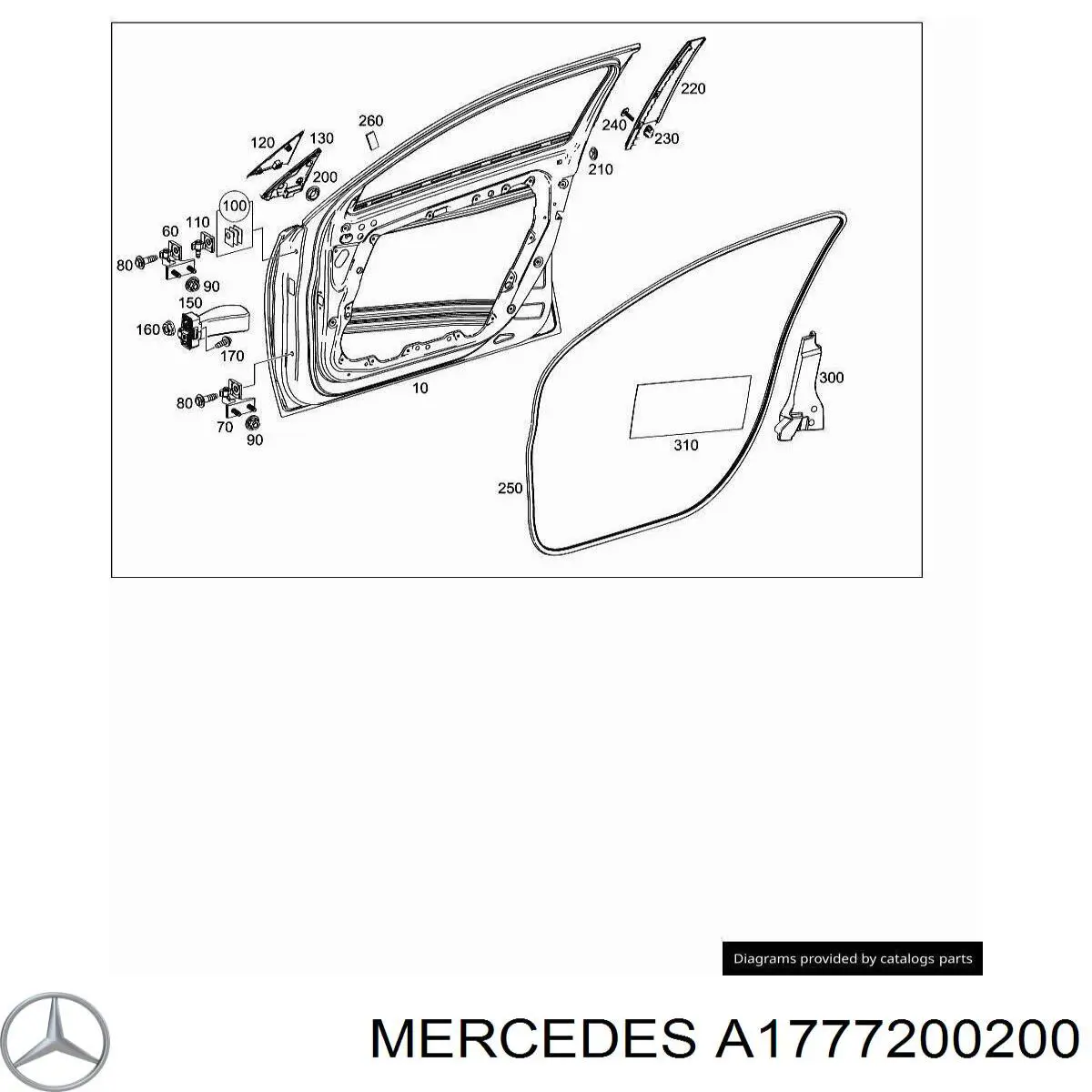 Петля передніх дверей права Mercedes A1777200200 ціна, від 59.02 USD
