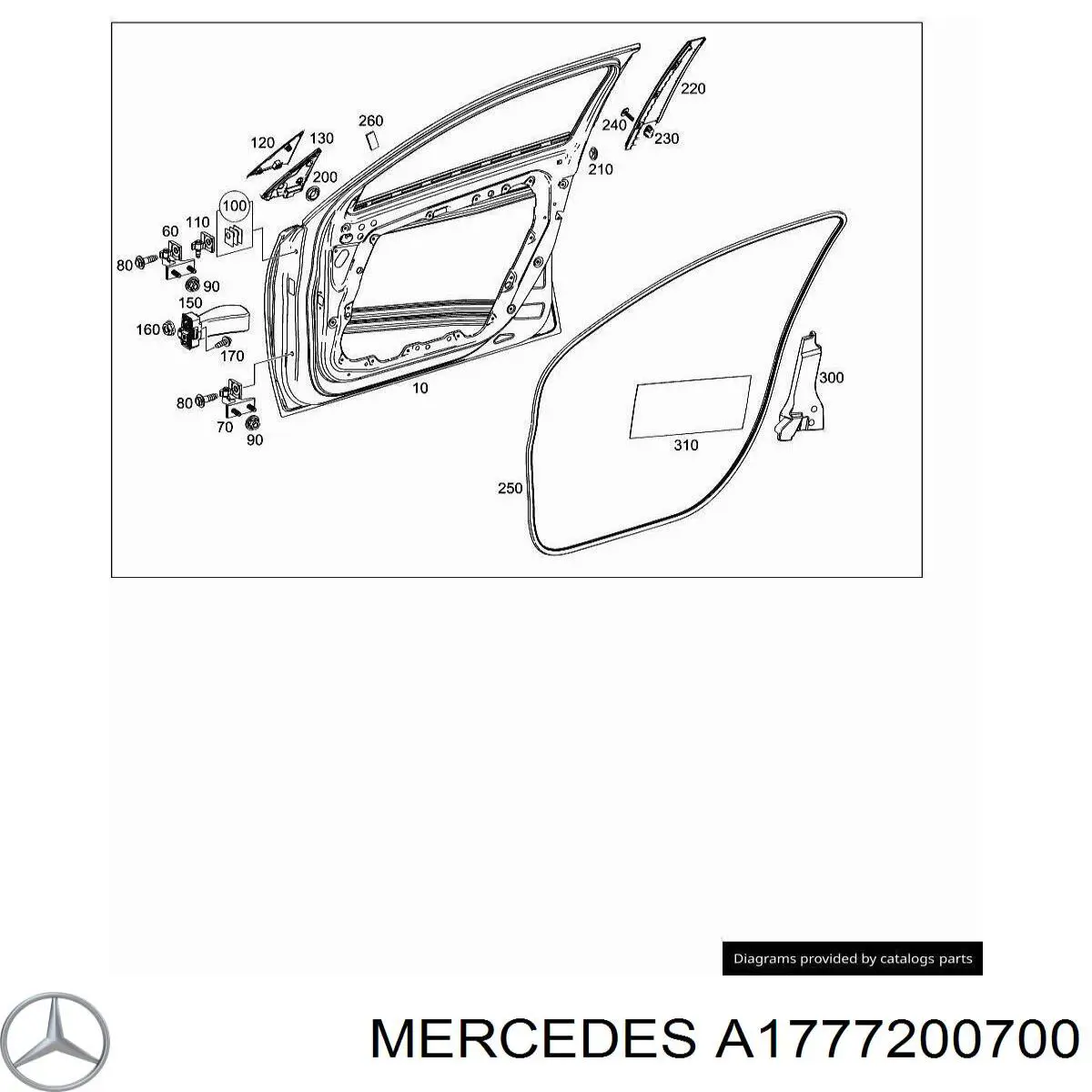  Двері передні, праві Mercedes A 