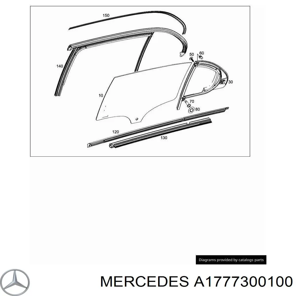 Скло-кватирка двері, задній, лівою A1777300100 Mercedes