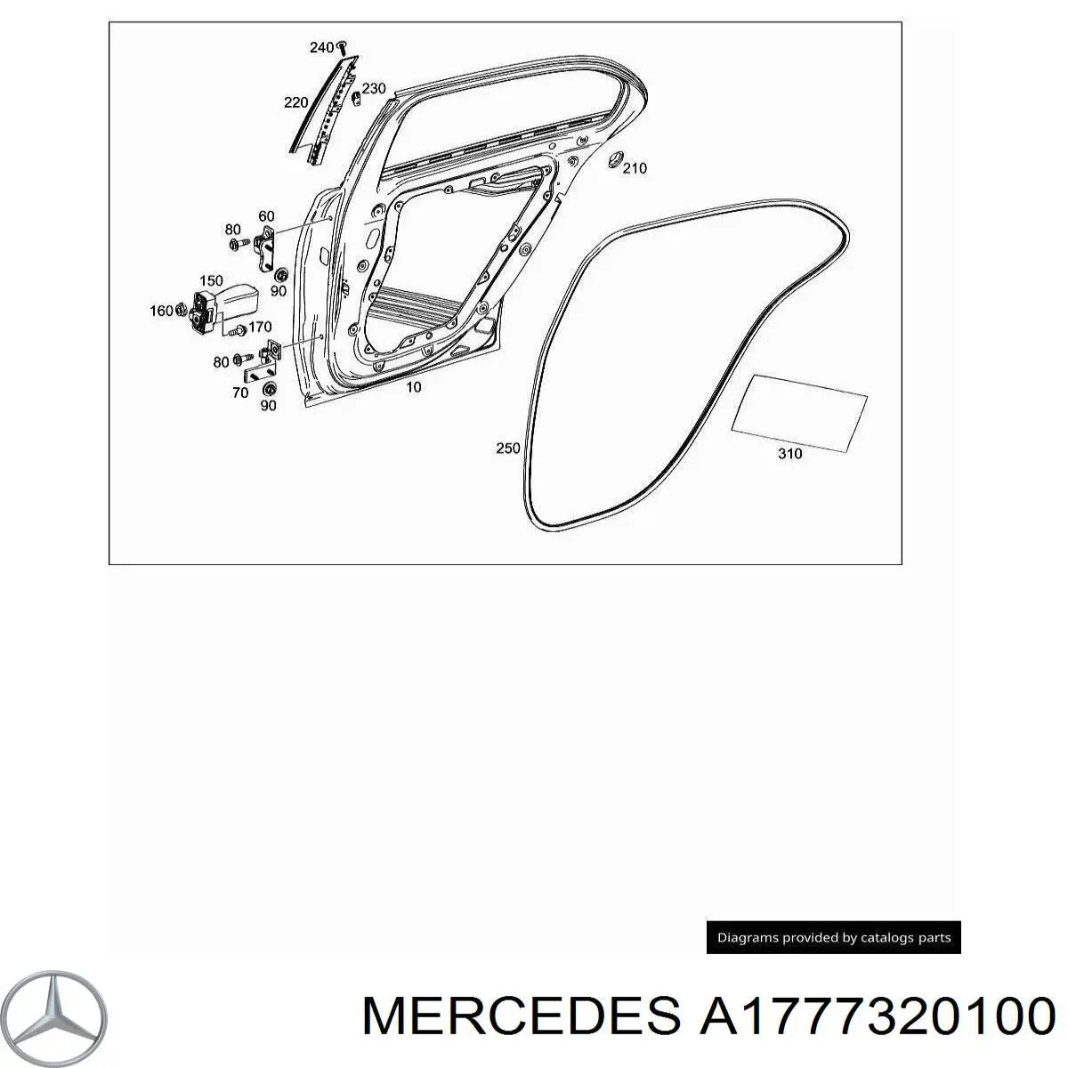 Молдинг задніх правих дверей Mercedes A1777320100 ціна, від 72.80 USD