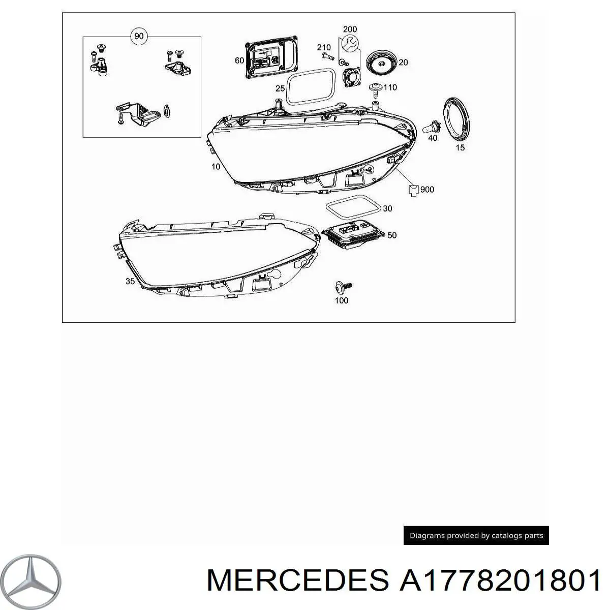 A1778201801 Mercedes Кронштейн-адаптер кріплення фари передньої, правої