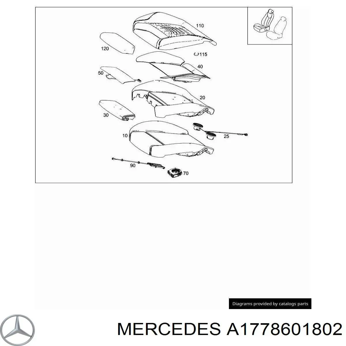 A1778601802 Mercedes Подушка Айрбег спинки сидіння правого