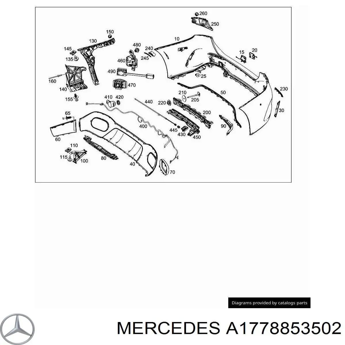 Лівий кронштейн заднього бампера Mercedes A1778853502 ціна, від 47.71 USD