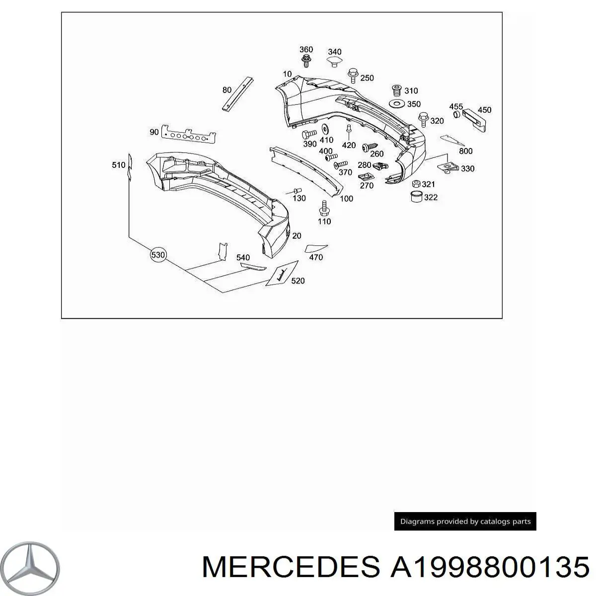 A1998800135 Mercedes Наповнювач бампера заднього