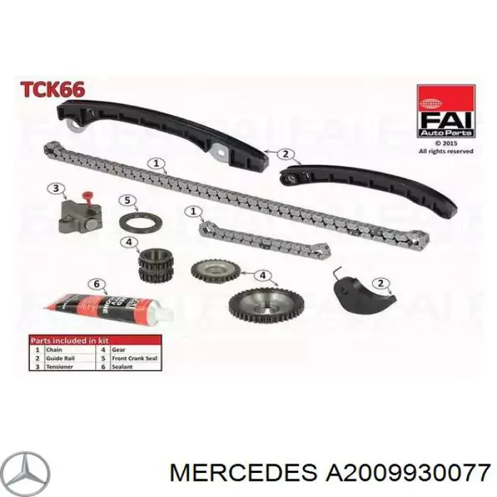 Купити A2009930077 Mercedes Ланцюг ГРМ, комплект, верхня