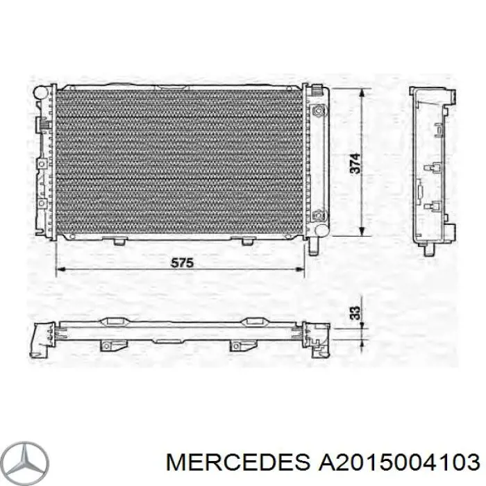 A2015004103 Mercedes Радіатор охолодження двигуна