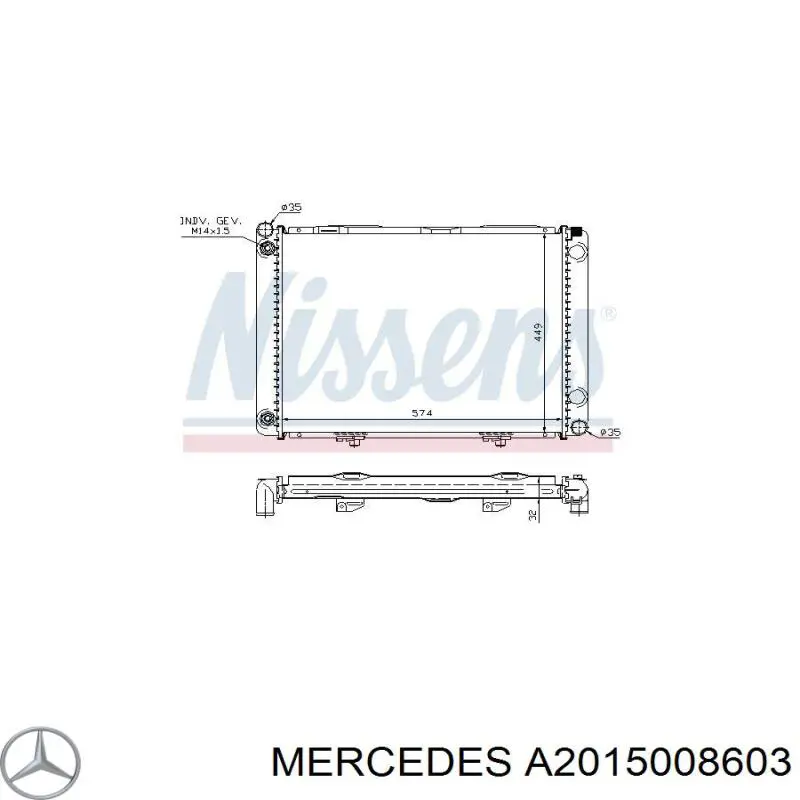 A2015008603 Mercedes Радіатор охолодження двигуна