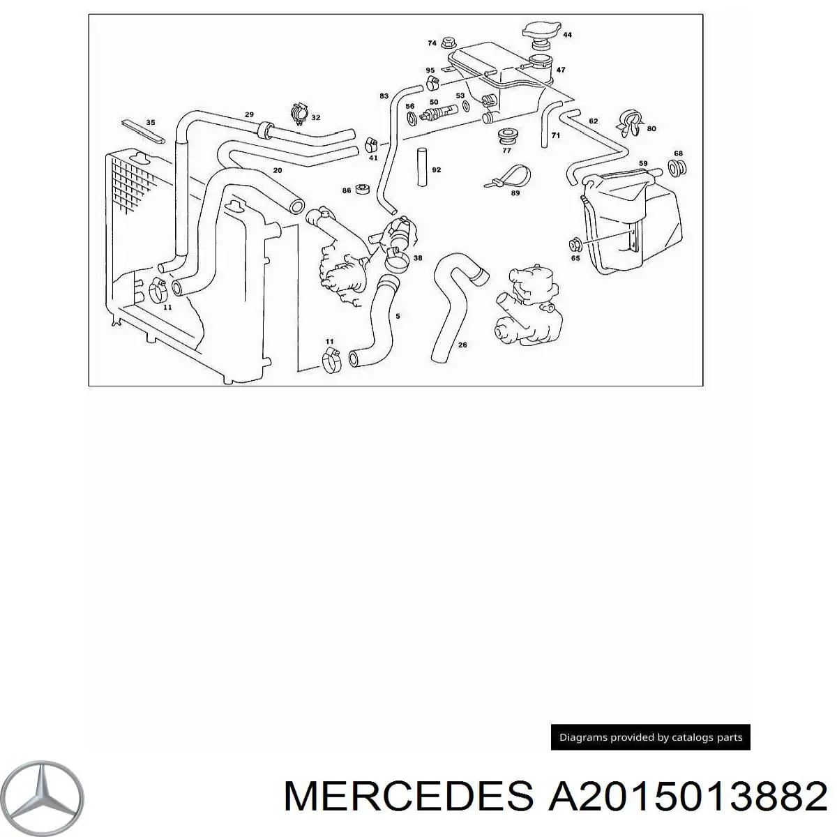 Шланг/патрубок радіатора охолодження, верхній Mercedes A2015013882 ціна, від 9.60 USD