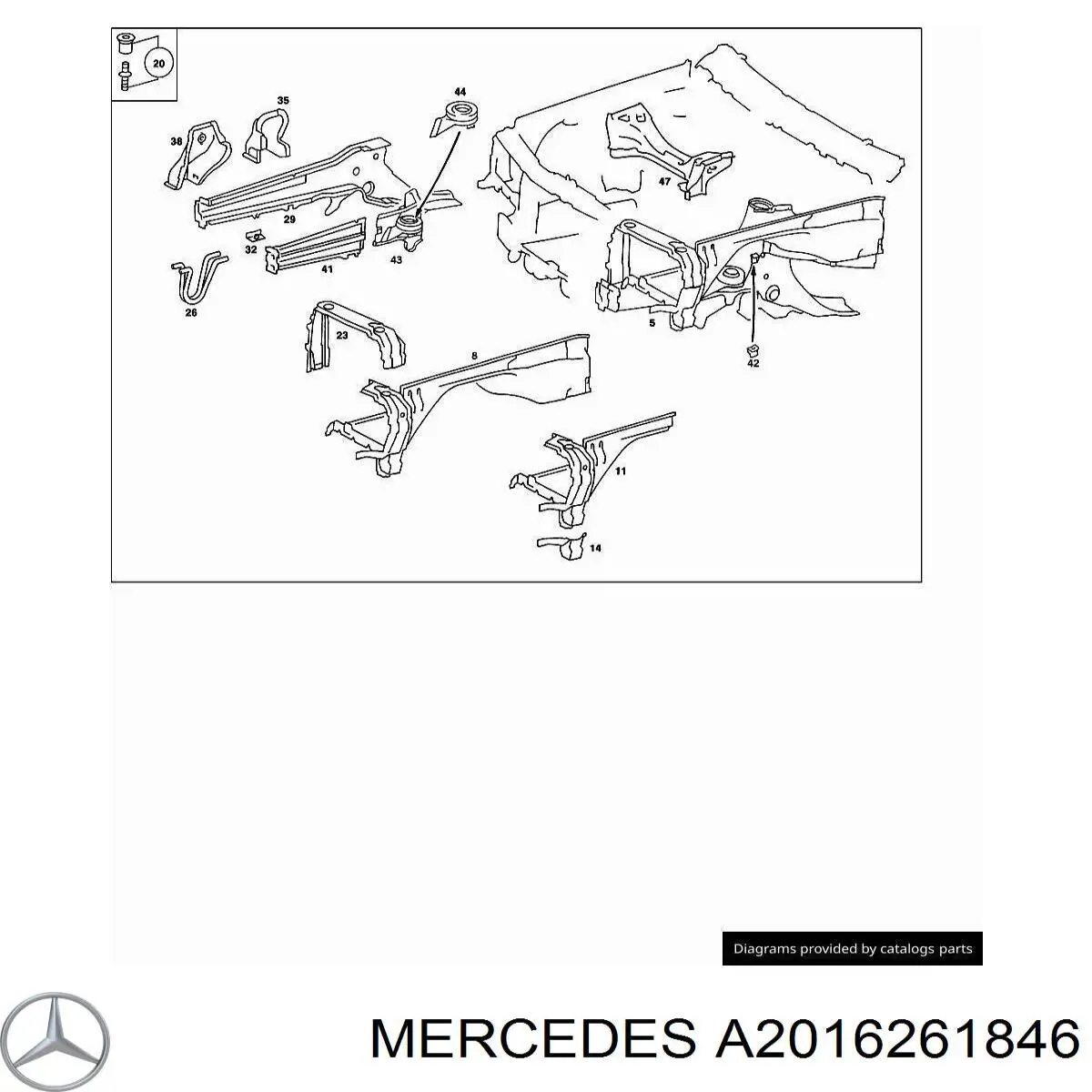 Супорт радіатора правий/монтажна панель кріплення фар Mercedes C 