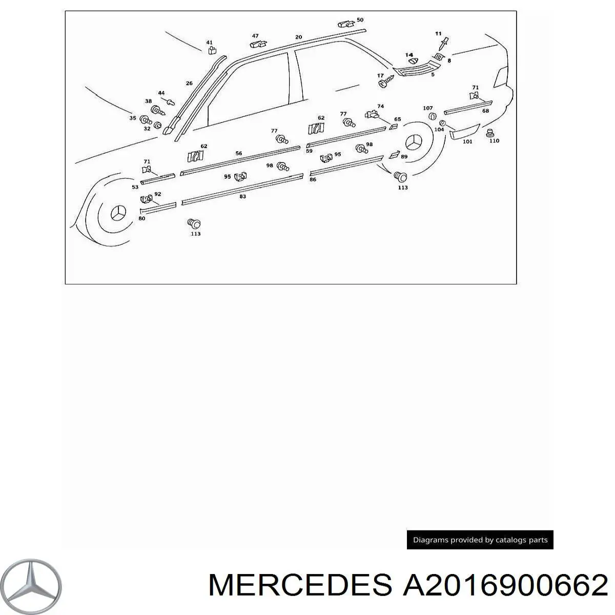 Молдинг задніх правих дверей, верхній Mercedes A2016900662 ціна, від  USD